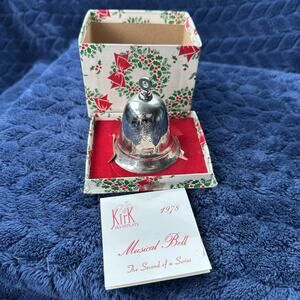 1978 Kirk Stieff Musical Bell Ornament , White Christmas, Original Box & Paper
